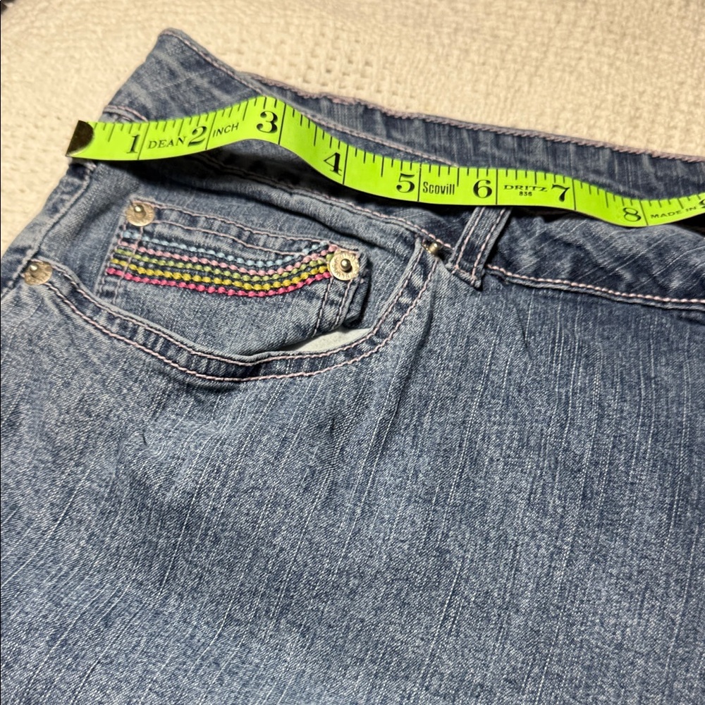 Blue Women Jeans capri with Rainbow Detail - Picture 7 of 10